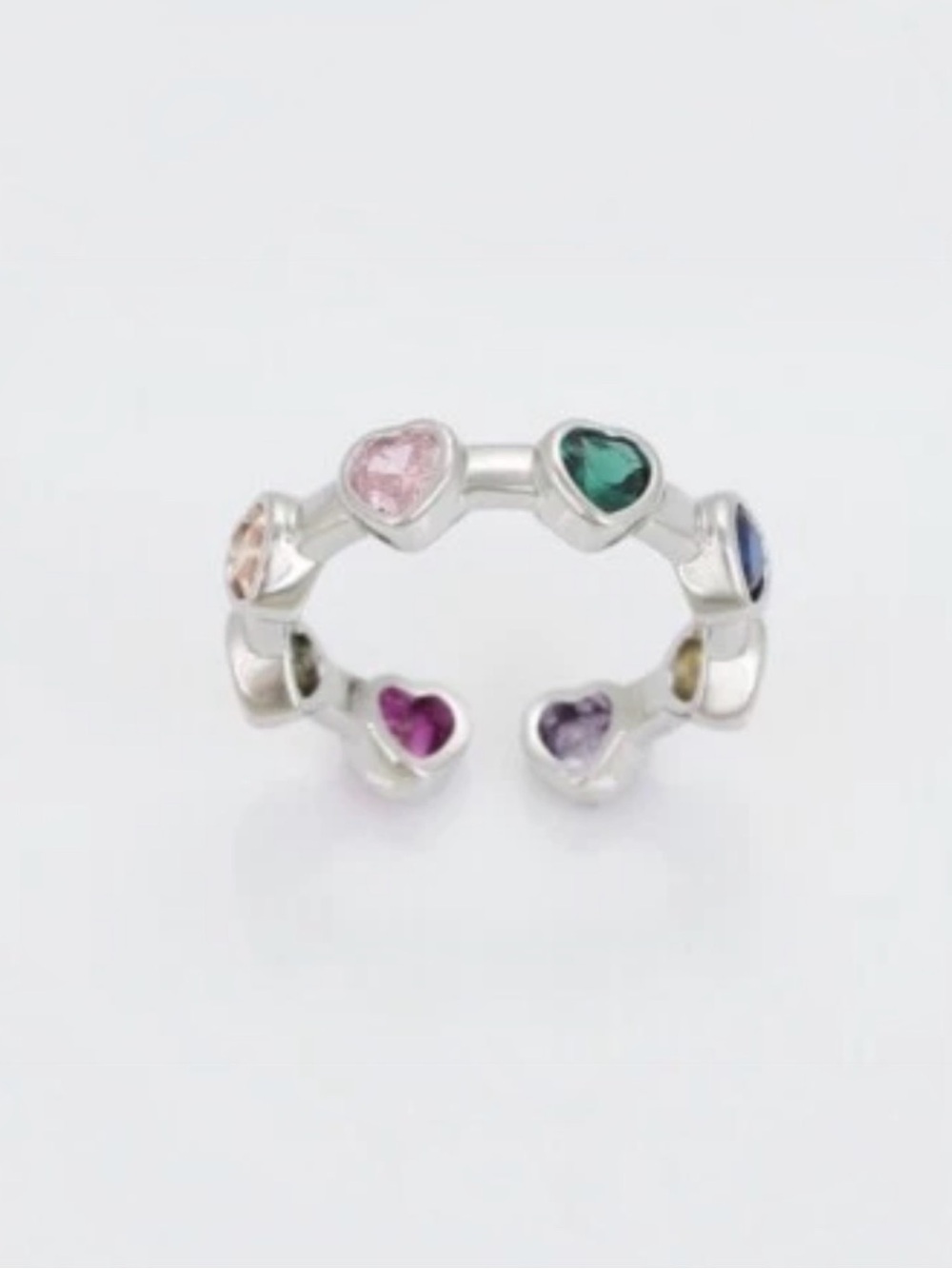 LAST 1! 🔥Platinum Plated Adjustable Heart Ring | Colorful Heart Zircon - Picture 3 of 8